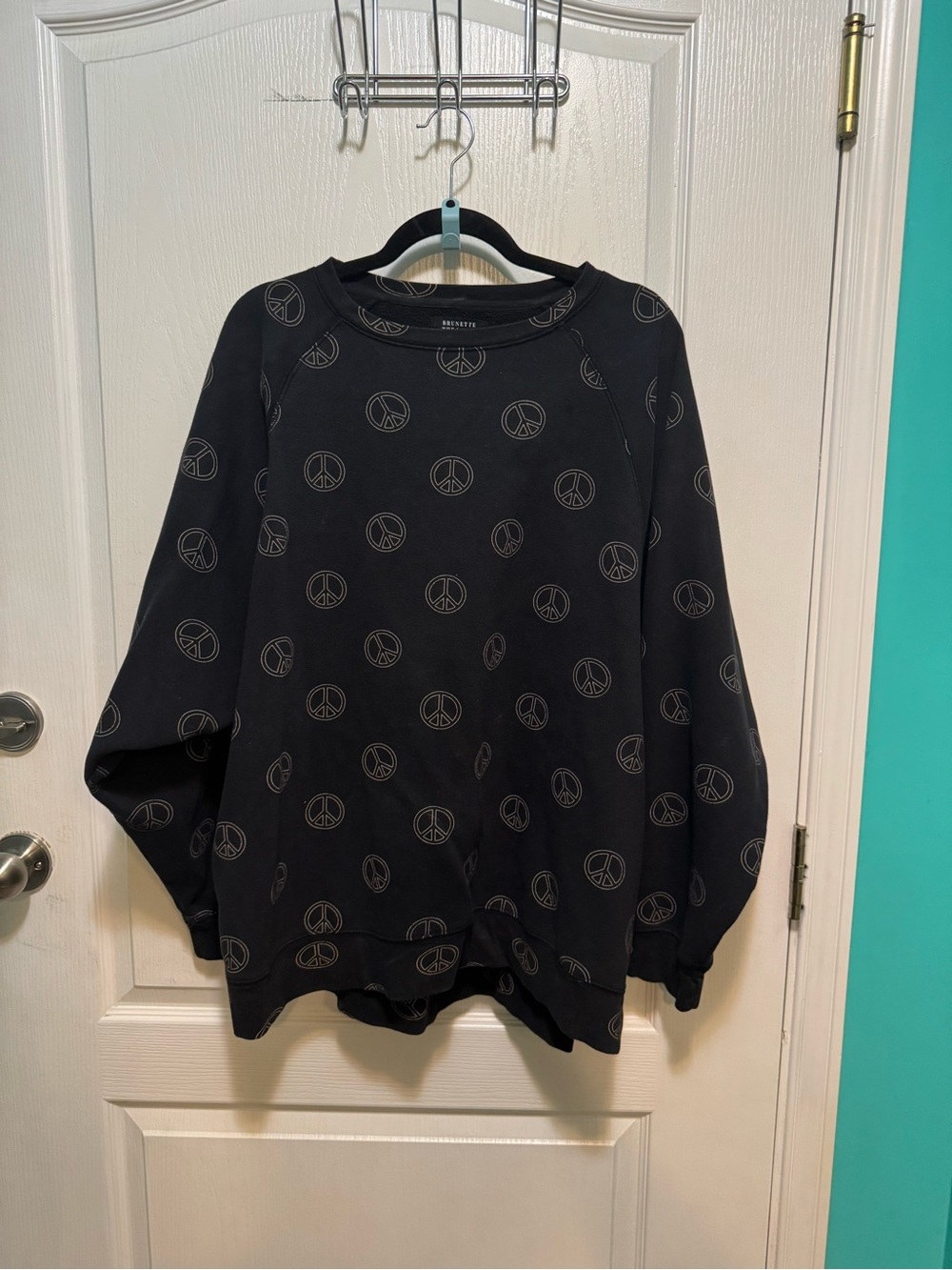 Brunette The Label Black Peace Sign Crewneck Sweatshirt